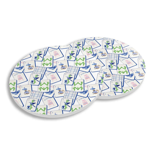 Ceramic Coasters (Set of 4) - Mahjong Tiles Blue